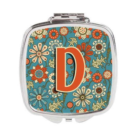 Carolines Treasures Letter D Flowers Retro Blue Compact Mirror CJ2012-DSCM